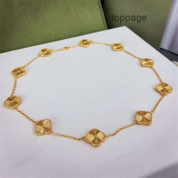 Gioielli firmati Cleef Van Collana quadrifoglio van collana trifoglio collane firmate Gioielli trifoglio donna 18k aumento oro argento placcato conchiglia catena di diamanti Nec