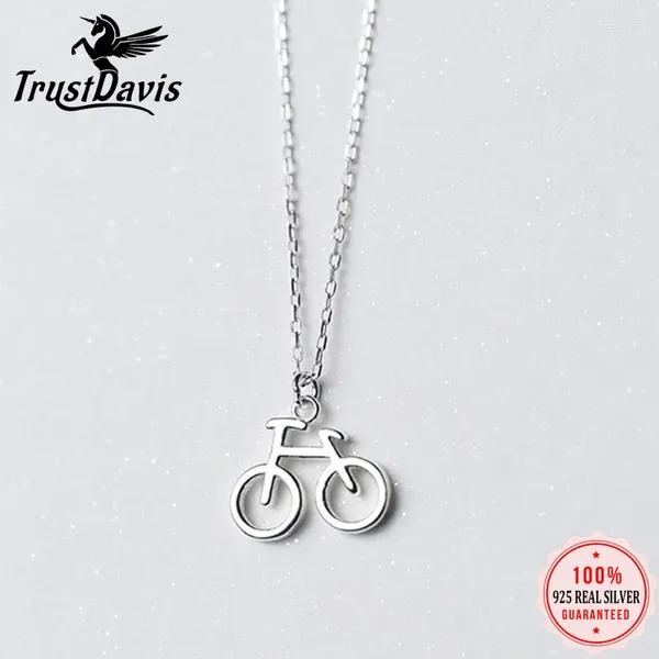 Pingentes trustdavis 925 sólida prata esterlina jóias bicicleta pingente moda colar menina amigo presente de aniversário senhora ds1271