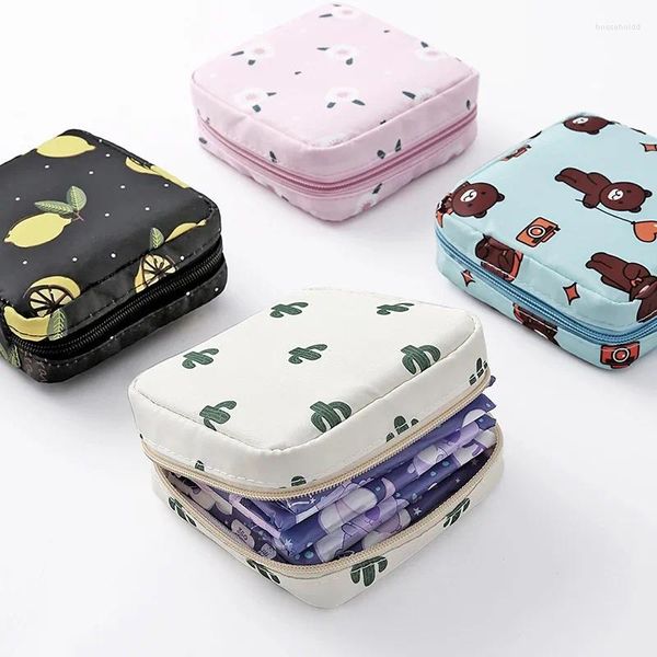 Sacos de armazenamento 1 PC Mulheres Portátil Sanitário Guardanapo Tampão Saco de Algodão Organizador de Maquiagem de Viagem Literário Headphonebag Banheiro