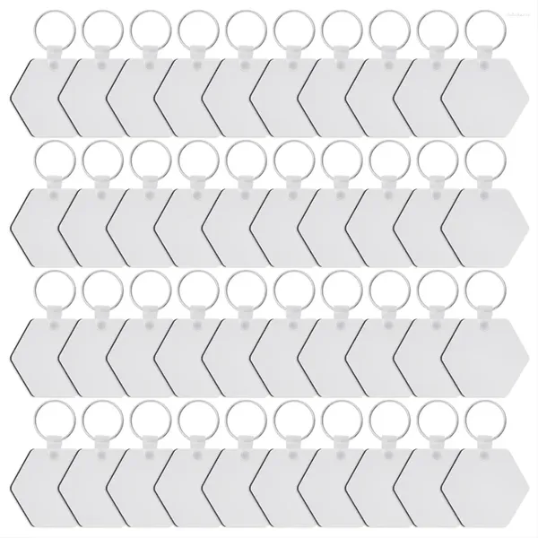 Garrafas de armazenamento 40pcs hexágono sublimação chaveiro blanks duplo lado transferência de calor mdf placa em branco chaveiros