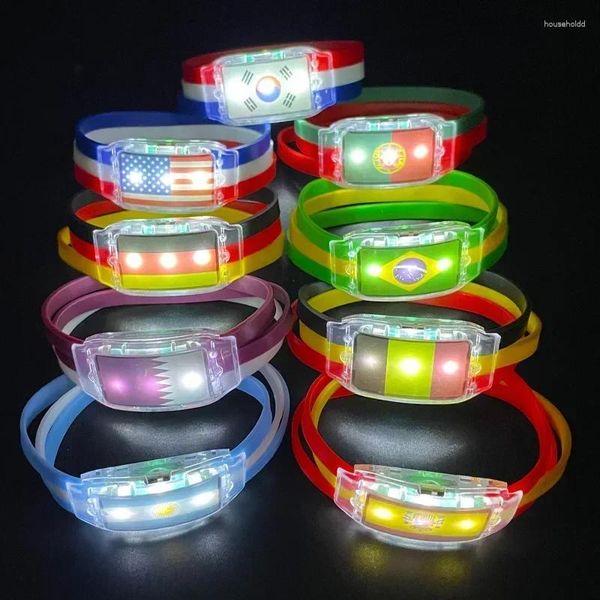 Braccialetti per tifosi di calcio Braccialetti luminosi fatti a mano Germania Brasile Belgio Bandiera tifosa LED Flash da uomo