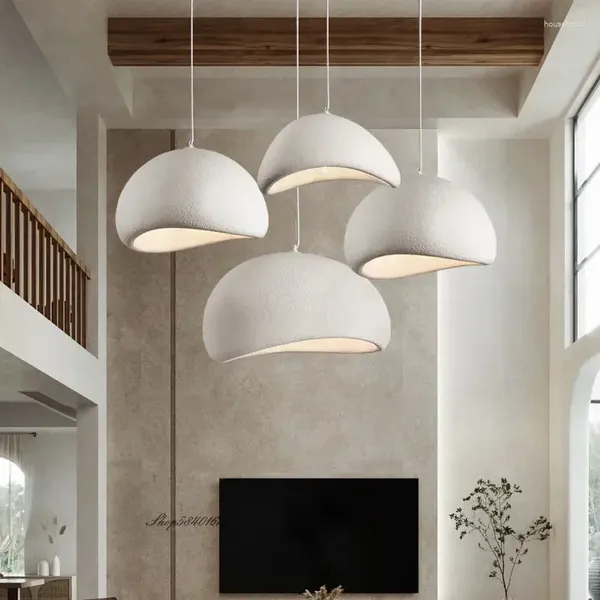 Lâmpadas pendentes designer moderno wabi luzes criativas lustres de resina para sala de jantar restaurante decoração de casa e27 lâmpada loft suspensão