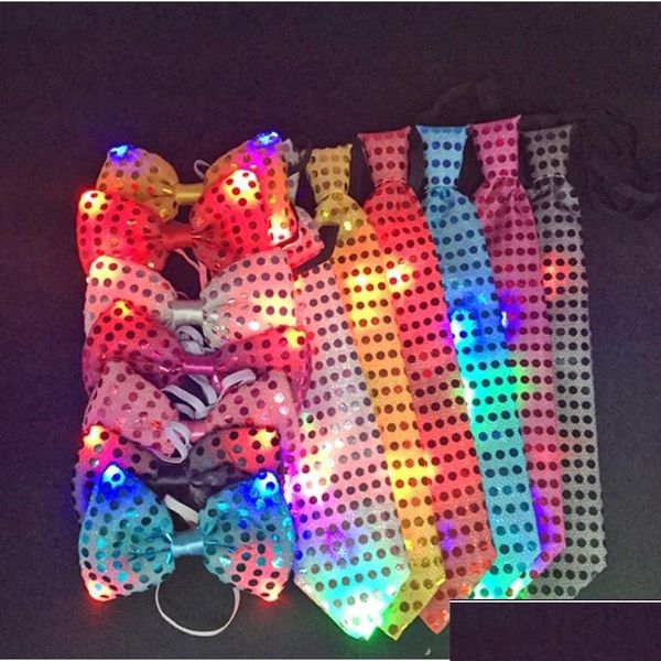 Diğer Festival Parti Malzemeleri Diğer Festival Parti Malzemeleri Yeni Yanıp Sönen Işık Bowknot Tie Kravat Led Erkek Işıkları Sequins Bowtie DHLHB