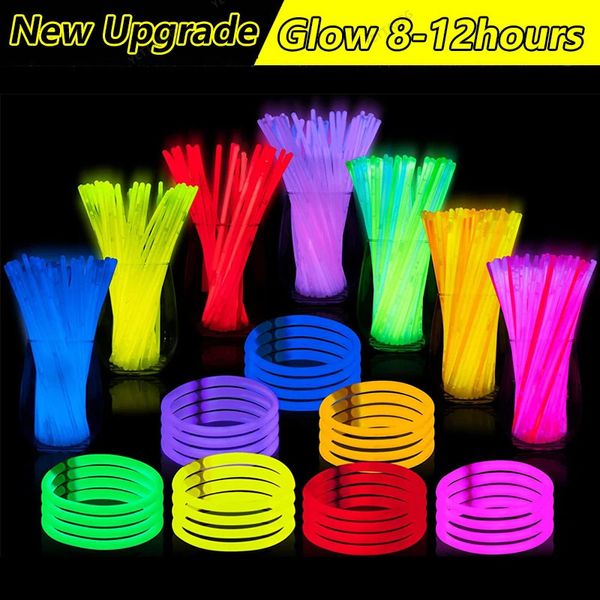 100pcs tek renkli floresan ışığı parıltı çubukları bileklik kolyeler neon düğün doğum günü partisi parlak aydınlık 240126