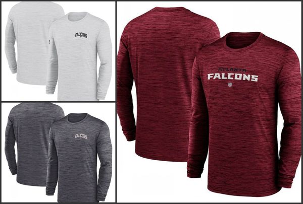 Atlanta''Falcons''Men Heather Grey Sideline Team Velocity Performance Camiseta de manga comprida