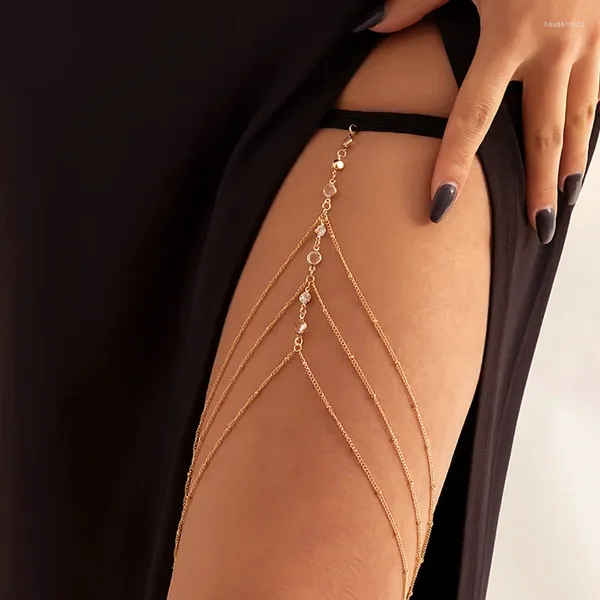 Giarrettiere 2024 Catena per la coscia Semplice Stella Catene per il corpo Donna Doppio strato in metallo Bodychain Gioielli di moda bohémien Gamba