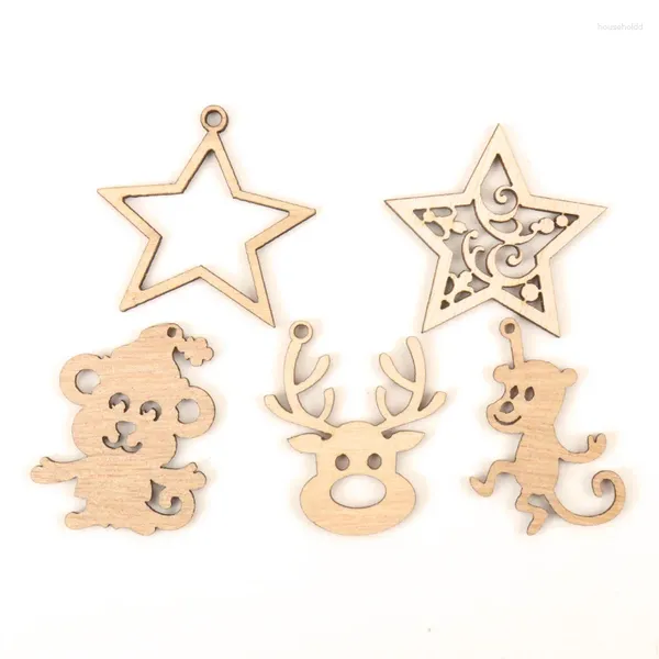 Decorazioni natalizie Modello scimmia in legno Ornamento da appendere Fascino Scrapbooking Accessorio fatto a mano Decorazione per la casa Fai da te 44 mm 10 pezzi