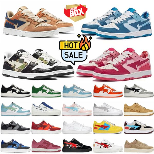 Bapestars Sta Sapatos Casuais Sk8 Baixo Homens Mulheres Preto Branco Pastel Verde Azul Camurça Bapestaly Bapely Mens Womens Trainers Outdoor Sports Sneakers com caixa