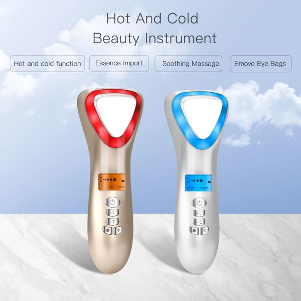 Rot Blau Licht Therapie Gesichts LED Hot Cold Lifting Vibration Massagegerät Gesicht Körper Spa Ionen Schönheit Ausrüstung Hautpflege werkzeuge Maschine