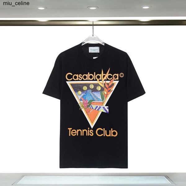 New Tennis Club T Shirt Mens Designer Casablanca Camicia Camiseta Mode Casual Tees Kleidung Street fashion brand Estate Bianco Nero Blu Abbigliamento uomo Magliette