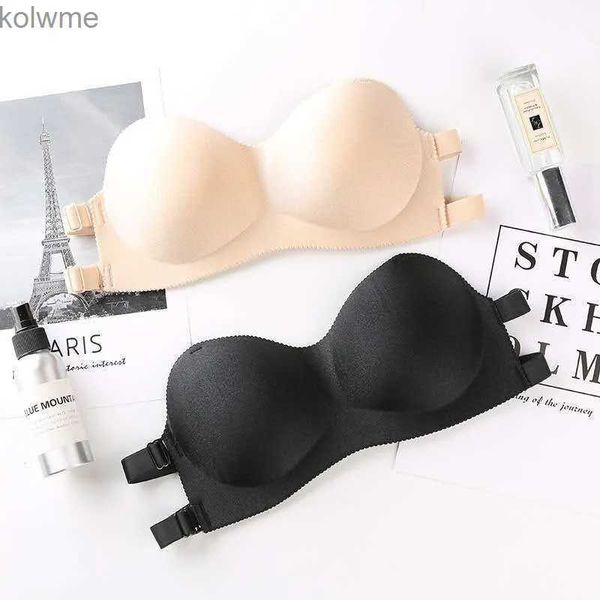 Reggiseni Intimo invisibile senza cuciture Push up Intimo in silicone Abito da sposa da donna Intimo Bretelle trasparenti Intimo Reggiseno Top YQ240203