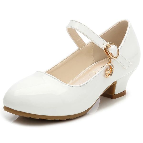 Crianças meninas sapatos de couro branco princesa sapatos de salto alto para crianças meninas desempenho vestido estudante mostrar sandálias de dança 26-41 240119