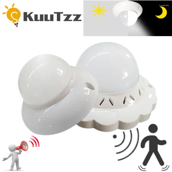 Luzes noturnas LED PIR som e luz controlada sensor automático atraso inteligente 3W 5W 7W 220V lâmpada anti-roubo de teto