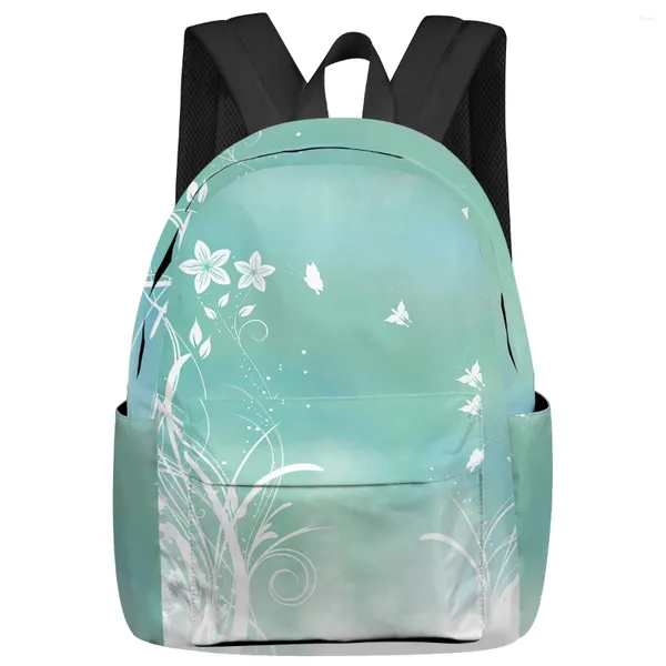 Mochila Verde Grama Flor Borboleta Mulheres Homem Mochilas À Prova D 'Água Escola de Viagem para Estudante Meninos Meninas Laptop Bags Mochilas