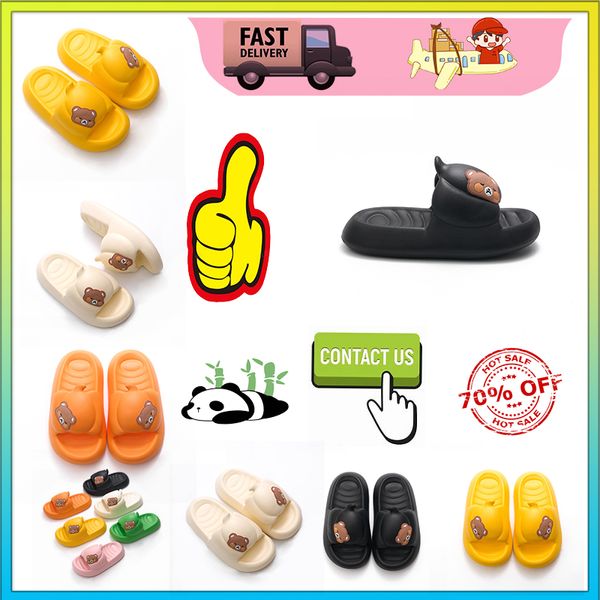 Tasarımcı Platform Düz Küçük Ayı Kaydırıcıları Sandalet Terlik Erkekler İçin Kadınlar Anti Slip Hafif Nefes Alabilir Düşük Kesim Süper Yumuşak Sıcak Havuz Boyutu 35-45