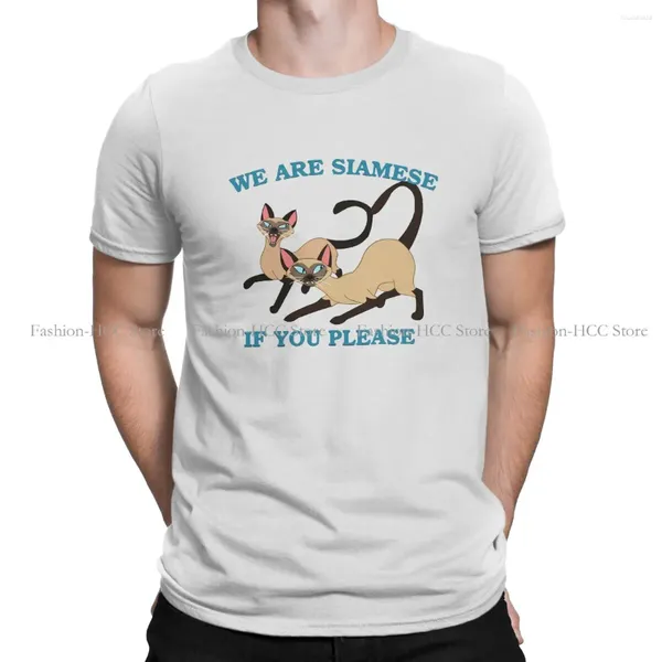 Herren-T-Shirts „If You Please“, T-Shirt mit rundem Kragen, siamesische Katze, Basic-Shirt, Herren-Top-Design