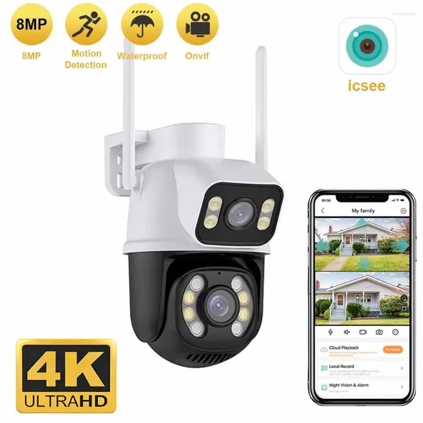 Çift lens ekran ip kamera wifi su geçirmez renk Ir Night Vision Otomatik İzleme Gözetim Kameraları ICSEE Uygulama