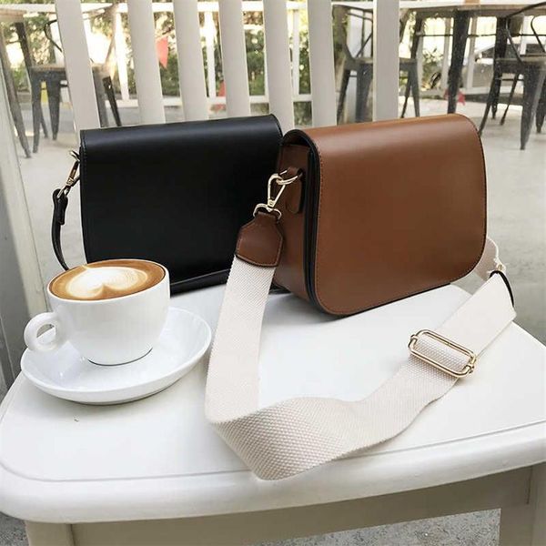 2022 Yeni Kış Koreli Versiyon Temel Retro Basit Çok Yönlü Düz Renkli Bir Omuz Messenger Bag276Q ile İki Küçük Kare Çanta