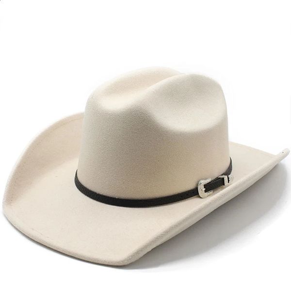 Chapéu de cowboy ocidental vintage com cinto preto masculino feltro fedora chapéu feminino jazz cowgirl boné cloche igreja sombrero hombre bonés 240126