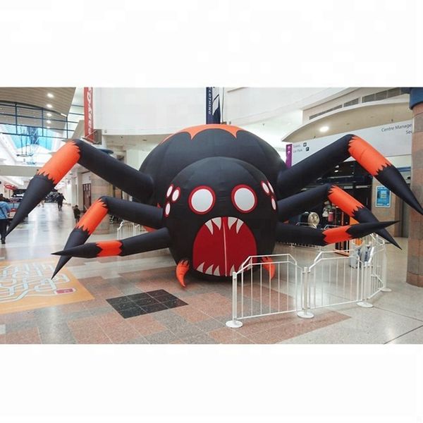 Atacado 8mw (26 pés) com ventilador gigante inflável aranha de halloween/aranha preta animal para o telhado brinquedos decoração assombrada