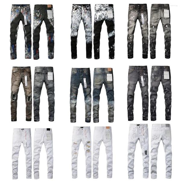 Herren-Jeans, Designer-Lila, Marke, Herren, Damen, High-Street-Waschung, Denim, bestickt, Reißverschluss, Knopf, schmal, gerades Bein, klassische Modekleidung