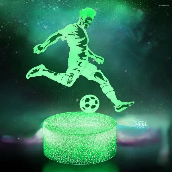 Luzes noturnas Nighdn LED para meninos Futebol Ilusão 3D Lâmpada 7 cores Mudança Nightlight Quarto Decoração Aniversário Presente de Natal Crianças