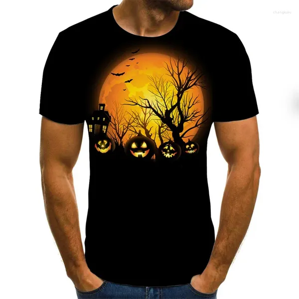 Camiseta masculina verão camiseta tema Halloween Tops 3D impresso moda manga curta gola redonda camisa casual