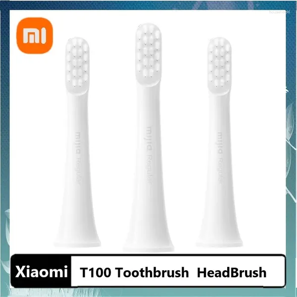 3/6/12 pçs/lote original xiaomi t100 escova de dentes cabeça para elétrica cerdas macias cabeças limpeza profunda