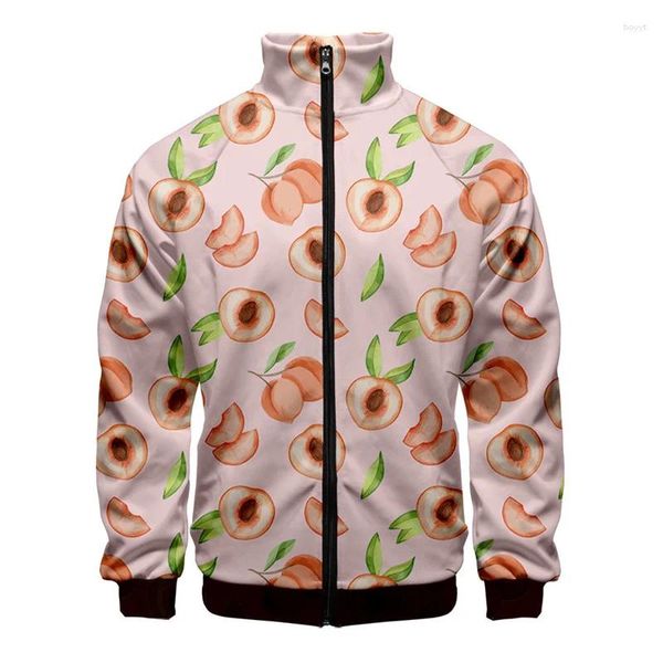 Männer Jacken Zitrone Pfirsich Banane 3D Gedruckt Jacke Männer Mode Straße Übergroßen Langarm Mantel Tops Cartoon Früchte Zipper Kleidung