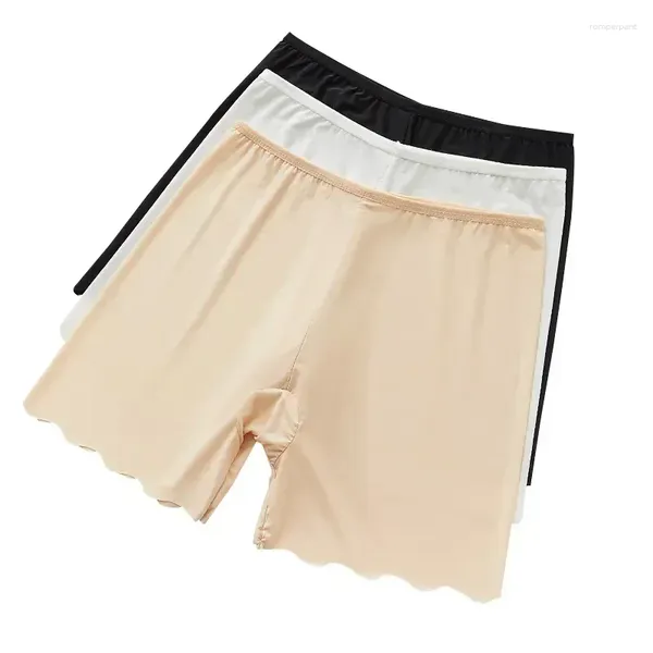 Calcinha feminina menina feminina algodão underpant roupa interior gelo anti-reflexo curto segurança mulheres briefs calças de seda verão boxer senhoras sem costura