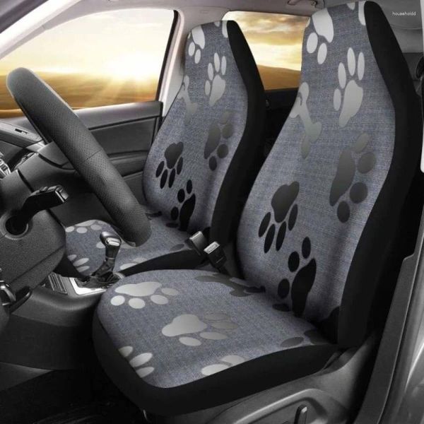 Чехлы на автомобильные сиденья с костями и отпечатками лап, чехол с изображением волка 200904, набор из 2 шт., универсальная передняя защита