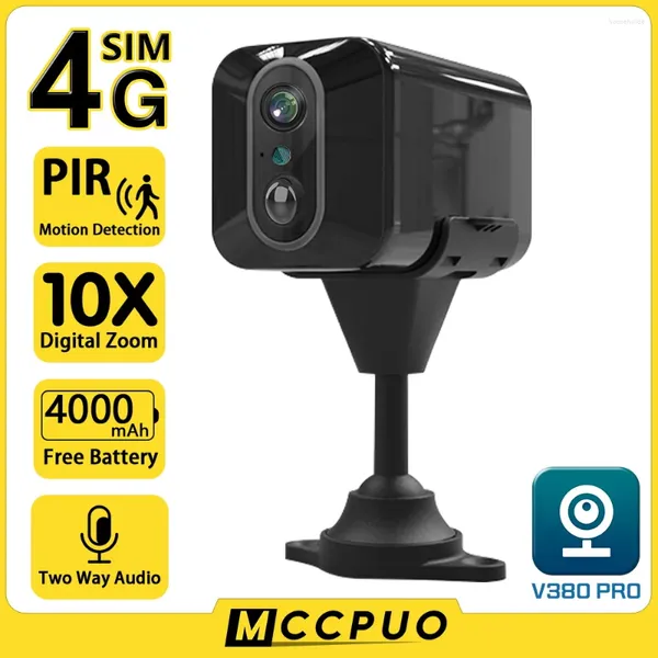 Mccpuo 5MP 4G SIM-карта Мини-камера Встроенный аккумулятор PIR Обнаружение движения Внутренняя безопасность CCTV наблюдение WIFI V380 PRO