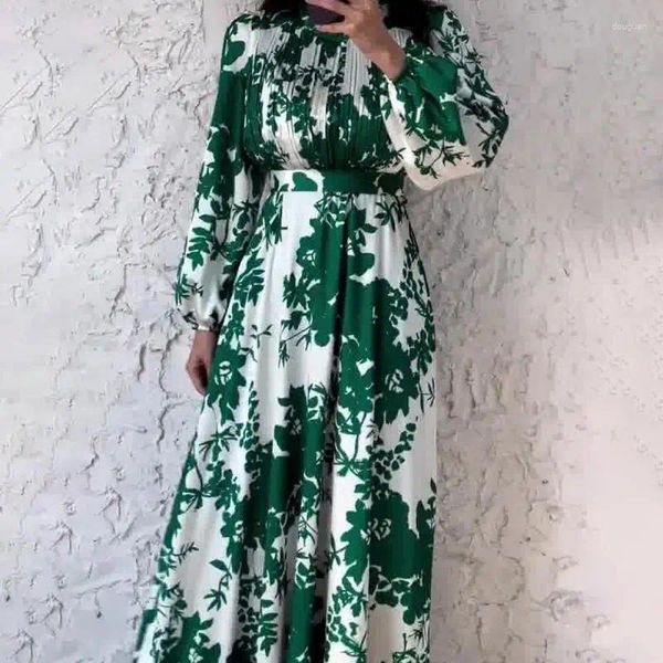 Lässige Kleider 2024 Elegantes Blumenkleid für Frauen Weiblicher französischer Stil Design Druck Herbst Büro Damen Taille Puffärmel Vestidos