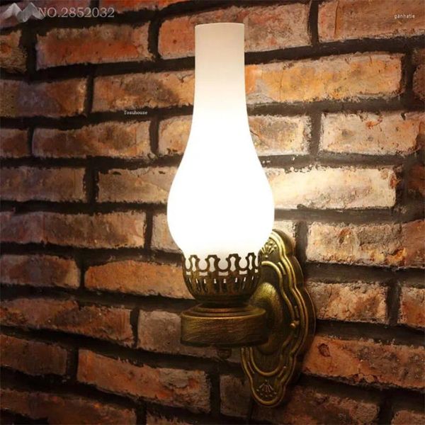 Lâmpada de parede moderna luzes do vintage lâmpadas rústicas querosene lanterna luz enferrujado corredor arandela luminárias cozinha