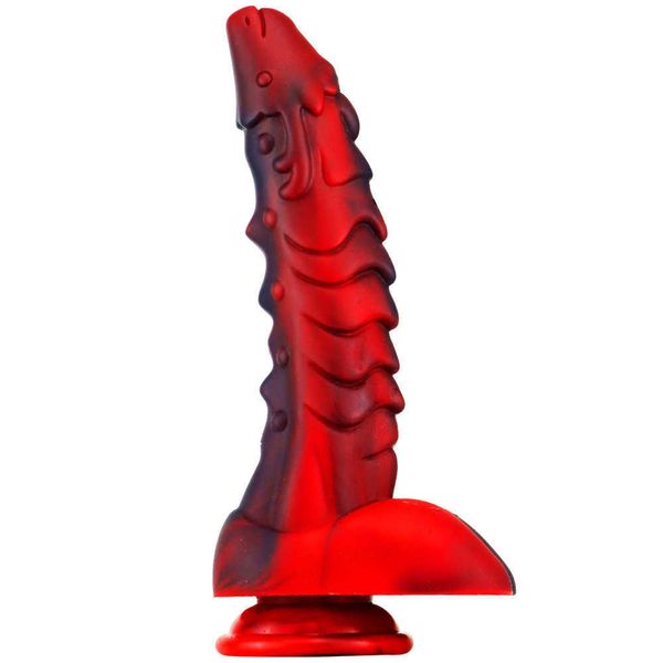 Dildo Dong Jiaolong Magic Dragon Nuovo colore misto cortile Plug anale dispositivo di masturbazione per uomini e donne Morbido silicone Divertimento prodotti del sesso del pene finto
