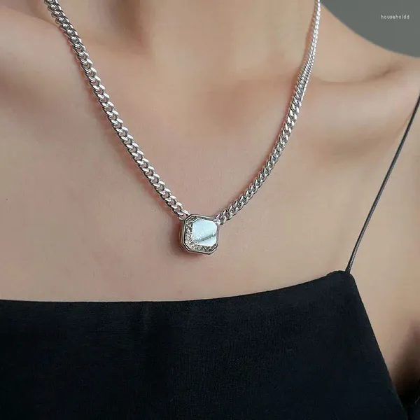 Ciondoli VENTFILLE Collana a catena spessa in argento sterling 925 per le donne Alla moda elegante punk vintage coppie scintillanti gioielli con zirconi per feste