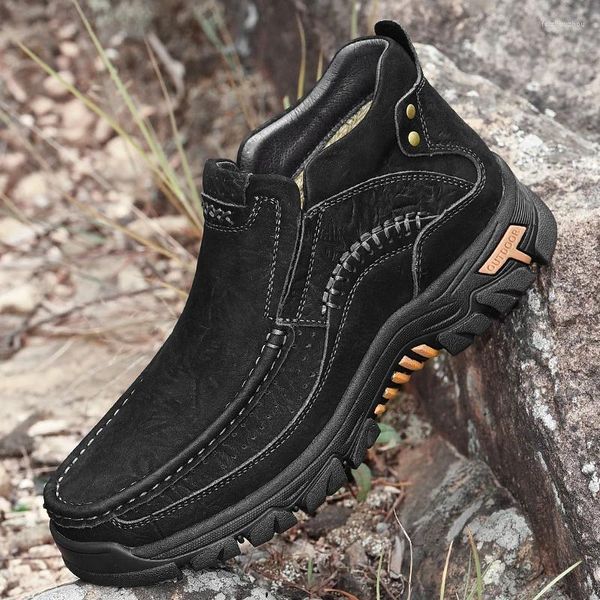 Stivali Saldi Arrivo invernale Uomo Slip On Caviglia Vera pelle Maschile Comoda scarpa da trekking Sneaker casual da uomo per tutte le partite