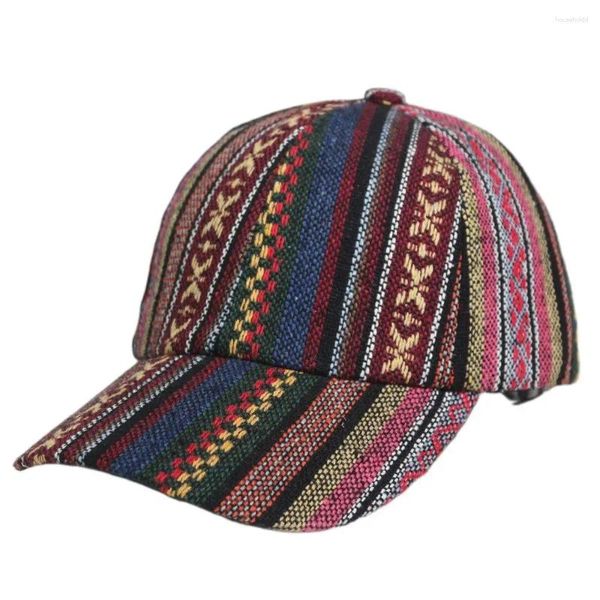 Bonés de bola feminino colorido moda boho hippie chapéu masculino retro boné de beisebol listrado padrão geométrico