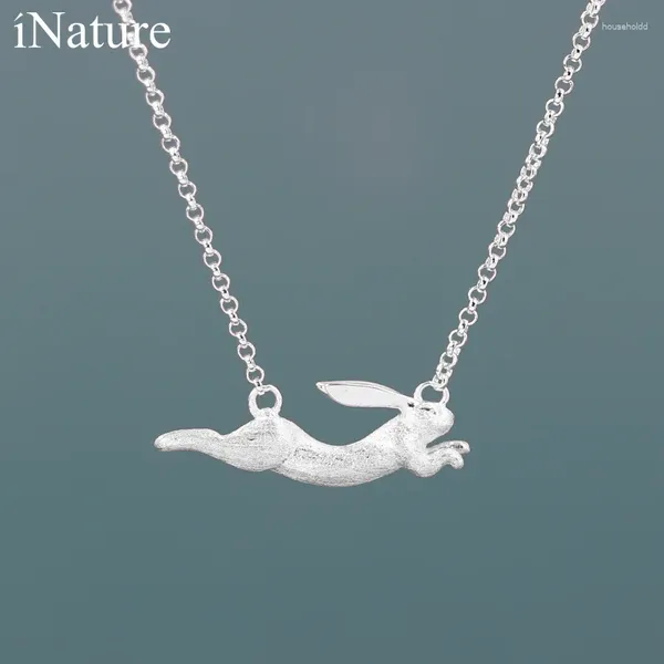 Pingentes inature bonito coelho voador pingente 925 prata esterlina corrente gargantilha colar para mulheres moda animal jóias presente