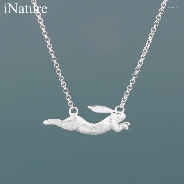 Ciondoli INnatura Simpatico ciondolo con coniglio volante Collana girocollo in argento sterling 925 con catena per regalo di gioielli animali di moda da donna