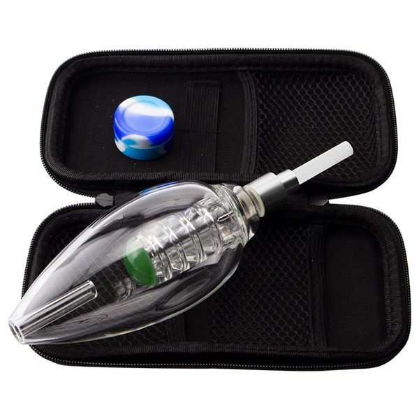 NC041 Dab Rig Vidro Bong Cachimbo De Fumar Conjunto Colorido Birdcage Perc OD 63mm Bubbler Bongs 510 Titanium Quartz Cerâmica Prego Dabber Ferramenta Zipper Case