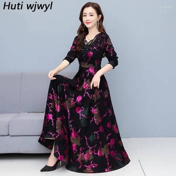 Casual Kleider Herbst Winter Hinzufügen Samt Dicke Warme V-ausschnitt Sexy Maxi Kleid Frauen Vintage Elegante 2024 Bodycon Party Midi vestidos