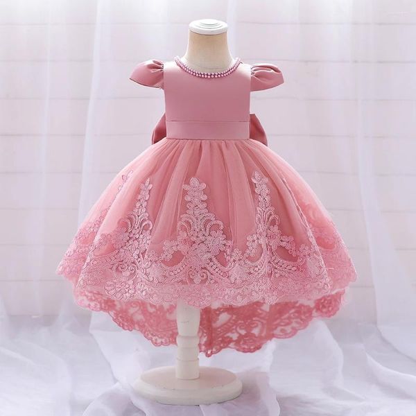 Mädchenkleider FOCUSNORM 5 Farben Kleinkind Kinder Mädchen Abend Partykleid 1-7Y Rüschen fliegende Ärmel Spitze Blumen Prinzessin mit großer Schleife