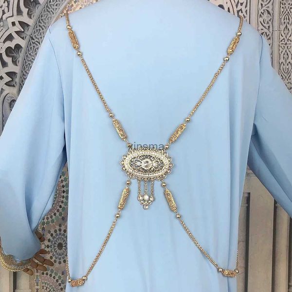 Altri set di gioielli Elegent colore oro 18k Algeria catena a spalla catena posteriore per il corpo arabo Marocco sposa gioielli da sposa donne regalo preferito YQ240204
