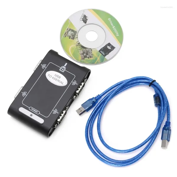 Cabos de computador 9pin USB 2.0 a 4 portas RS232 serial DB9 COM controlador conectores adaptador hub atacado