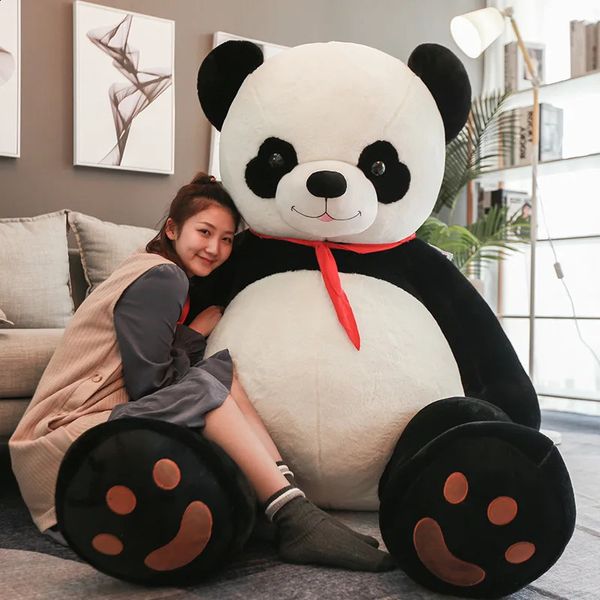 80/100cm Dev Boyut Sevimli Panda Peluş Oyuncaklar Hayvan Dolgulu Bebekler Yumuşak Yastık Yastık Bebek Erkek Kız Mevcut Hediye 240202