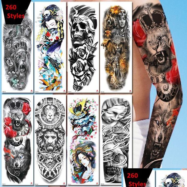 Tatuagens Temporárias 400 Estilos Fl Mangas Tatuagens Temporárias 3D À Prova D 'Água Tatuagem Adesivo Arte Corporal Braço Adesivos 48x17cm Drop Delivery Hea Dhgtz