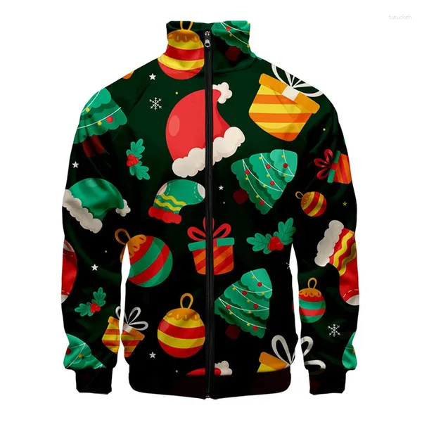 Herrenjacken in Weihnachtsgeschenken, 3D-gedruckte Jacke für Männer, Merry Street-Mantel, übergroßer Reißverschluss, Kinderoberteile, Damenkleidung