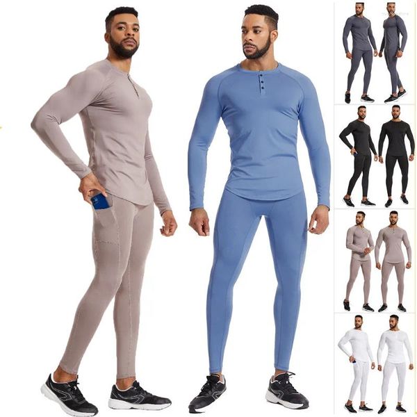 Set da corsa Uomo Calcio Fitness maschile Compressione Basket Esercizio Sci Sport Bottoming Pantaloni lunghi Legging a T 8589