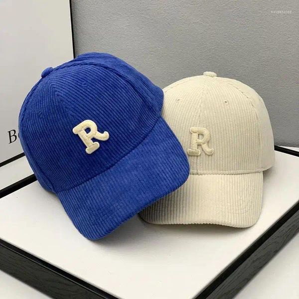 Бейсбольные кепки, модная вельветовая бейсболка, женская шляпа Snapback с буквой R, женская шапка для покупок, регулируемые повседневные шляпы в стиле хип-хоп 2024